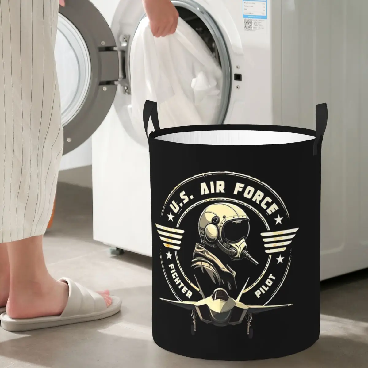 

Пилот-истребитель ВВС США, военные авиационные винтажные складные корзины для белья, корзина для грязной одежды, домашний органайзер, коробка
