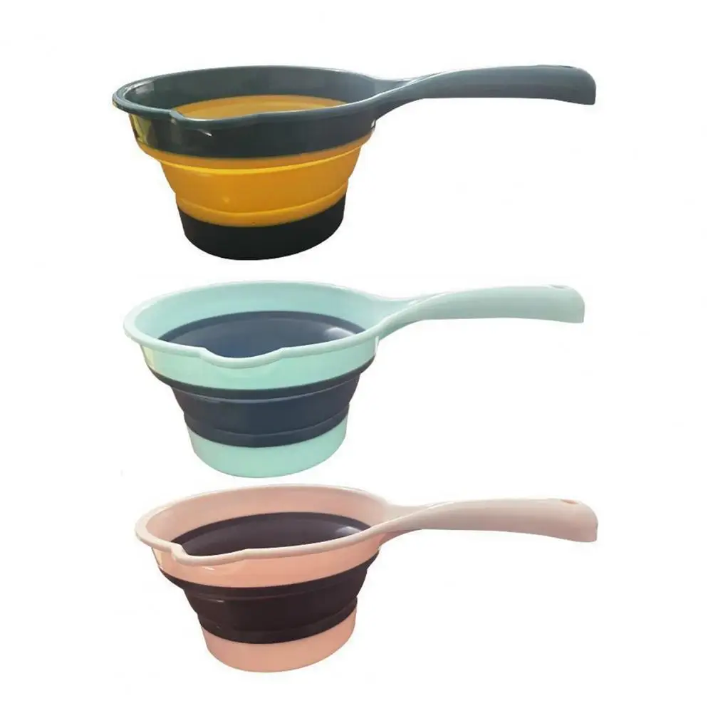 Portable Foldable Kitchen Water Scoop Plastic Long Handle Scooping Water Spoon Hanging Thickened Bath Spoon