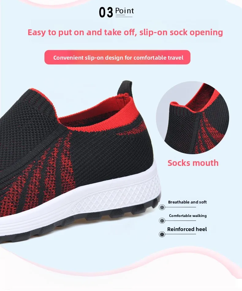 Damen-Sneaker aus Stricknetz, zum Überziehen, atmungsaktiv, leicht, mit weicher Sohle, rutschfest, für Freizeitaktivitäten, zum Spazierengehen, für ältere Damen, für den täglichen Gebrauch im Freien. – Detail 8
