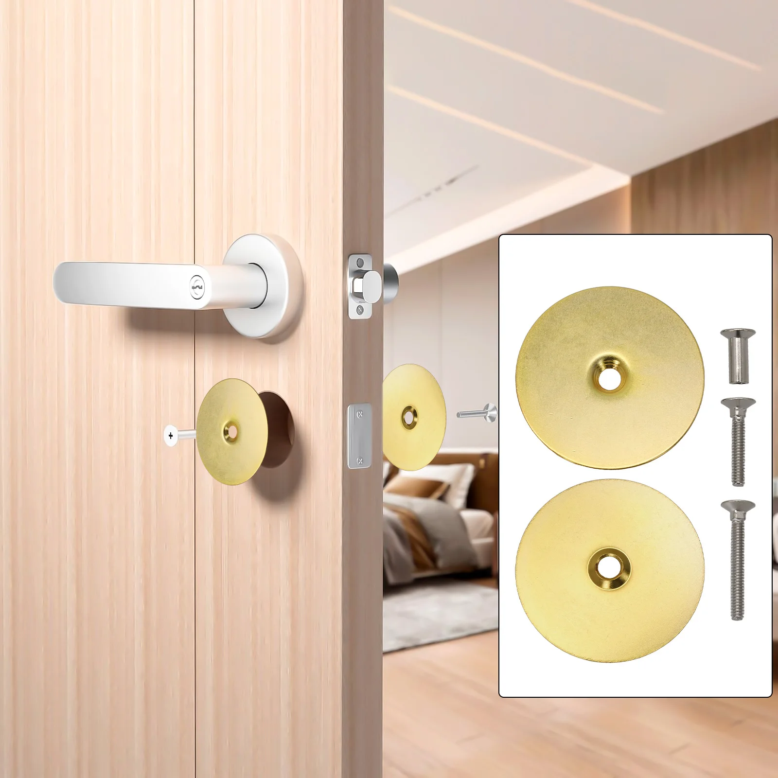 Elegant Finish อุปกรณ์เสริมประตูแผ่นปิดรูสกรูปรับความยาวเส้นผ่านศูนย์กลาง 67 มม.Elegant Design ชุดติดตั้งรวม