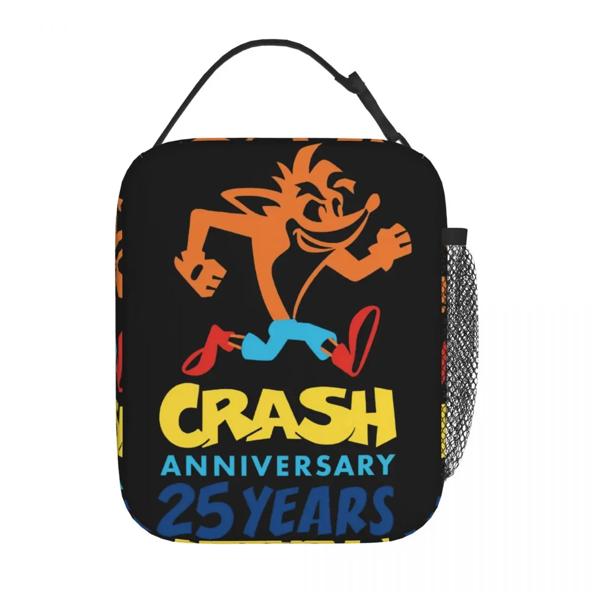 Crash Bandicoot bolsa de almuerzo aislada, bolso de mano para comida