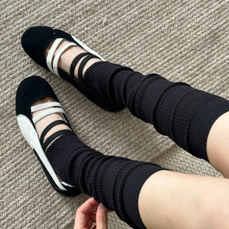 Women Knit Slouchy Calf Socks Leg Warmers Ribbed Stretchy Heel Exposed Pull On Socks For Boot Fold Over Casual Fashion Elegant