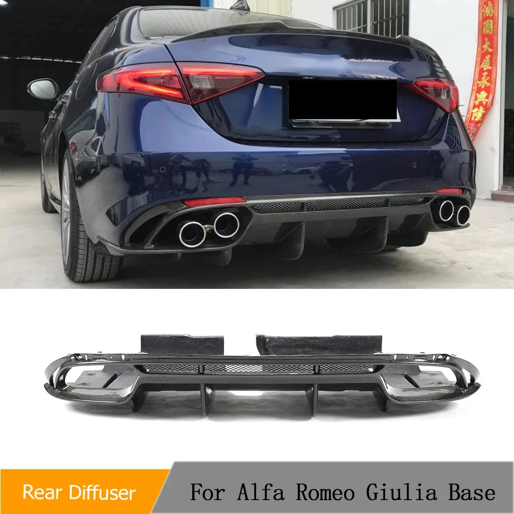 Carbon Fiber Car Rear Bumnper Diffuser Lip Spoiler for Alfa Romeo Giulia Base Sedan 4 Door 2017 - 2020 Non for Quadrifoglio TI