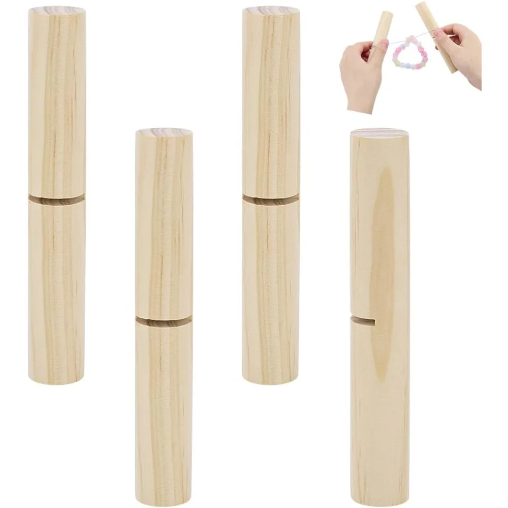 4 Stück Knoten-Greifer-Werkzeug, Holzstab, Armband, Helfer, Anziehen, Knoten, Greifer, Knoten-Bindewerkzeug für Perlen, Perlen
