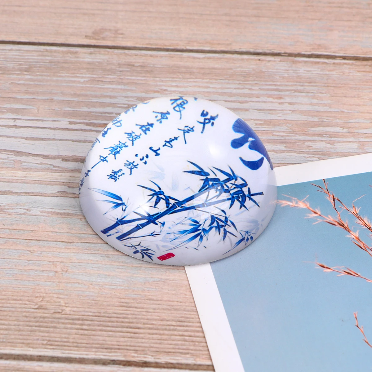 

70Mm Crystal Glass Paperweight Solid Heavy Hemisphere Shape Elegant Natural Texture Calligraphy Paperweight Stationery Supply