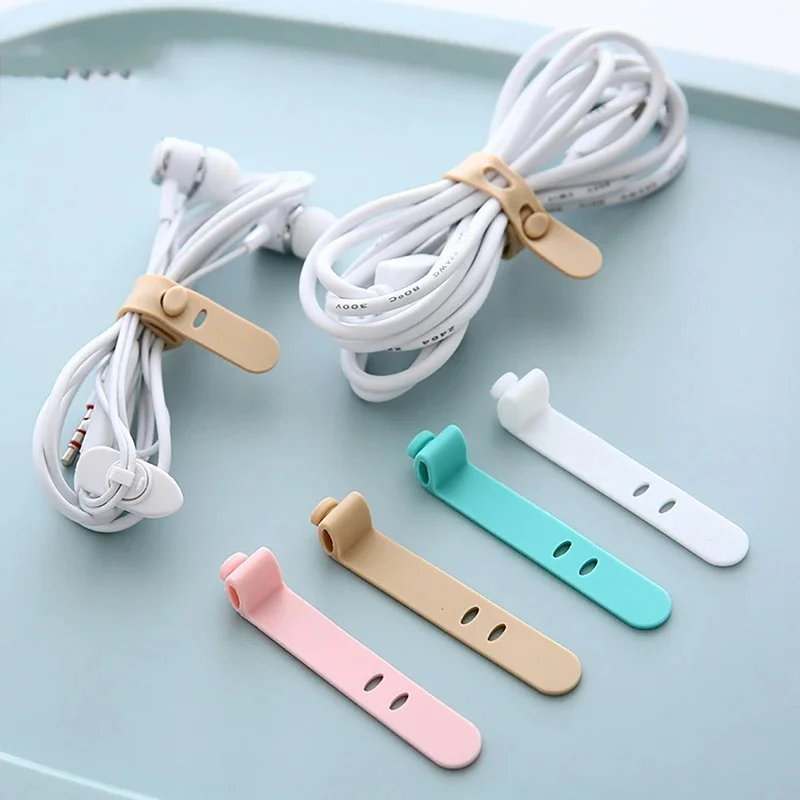 4-16Pcs Cable Winder Organizer Silicone Earphone Clips Wire Cord Management Buckle Straps Reusable Cable Tie Beam Line Cord