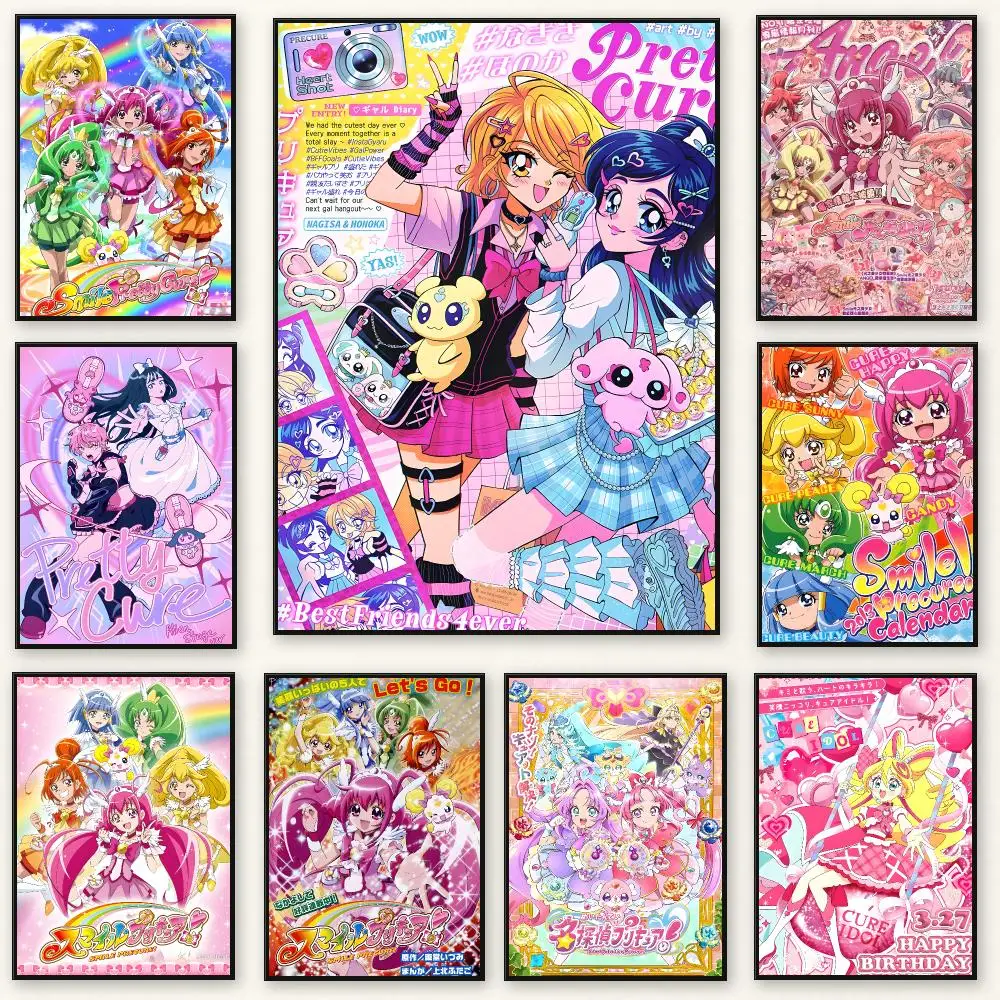 Magical anime Pretty Cure Poster Peel And Stick Indoor Bedroom Wall Decor Aesthetic Gift