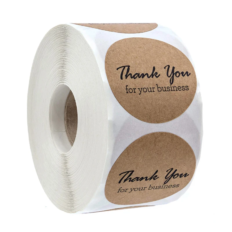 50-500pcs thank you for supporting my business Kraft Stickers with Gold Foil labels sticker for small shop handmade sticker