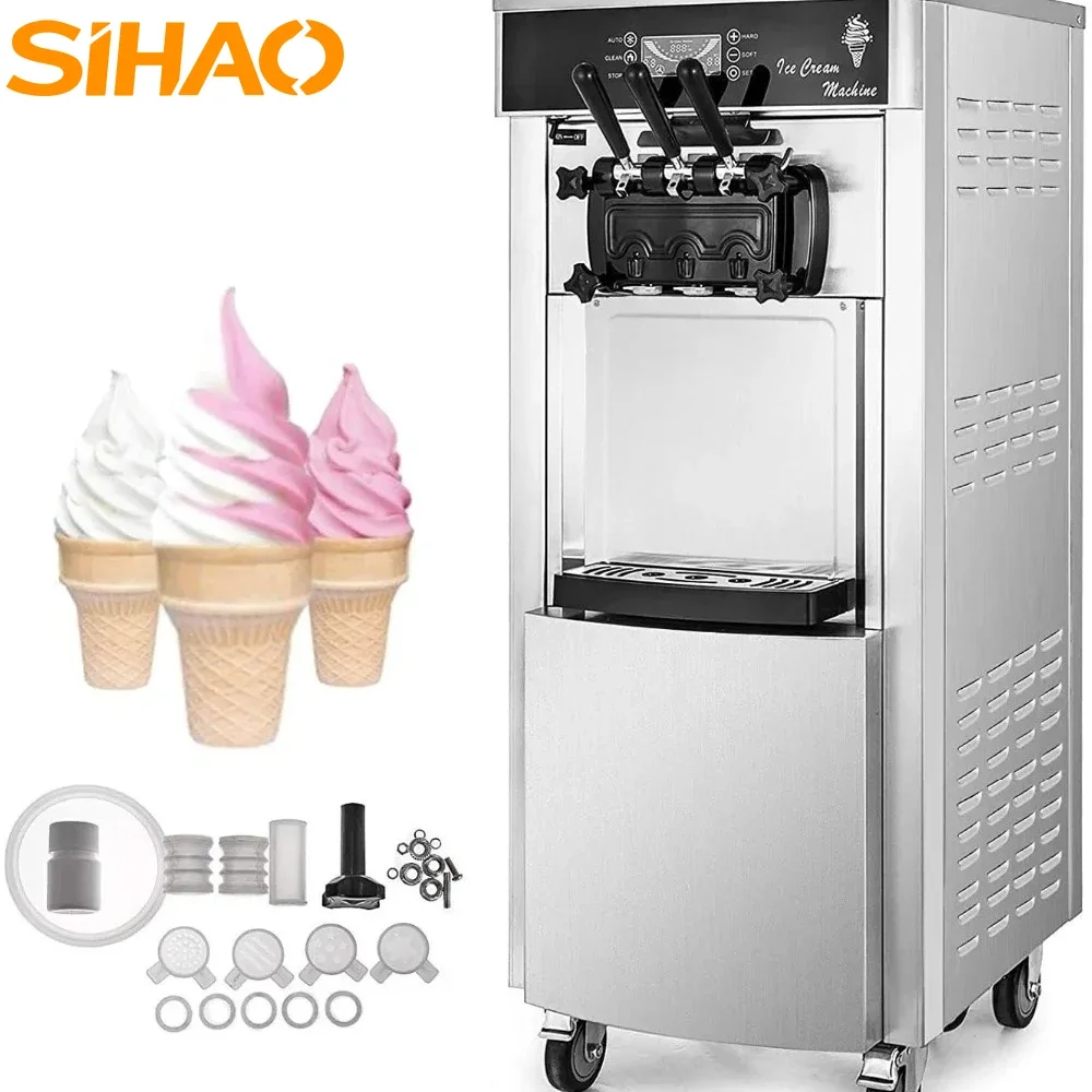

Коммерческая машина для приготовления мягкого мороженого Sihao, 2200 Вт, 20-28 л/ч, машина для приготовления мороженого, двойная 6 л, машина для изготовления мороженого