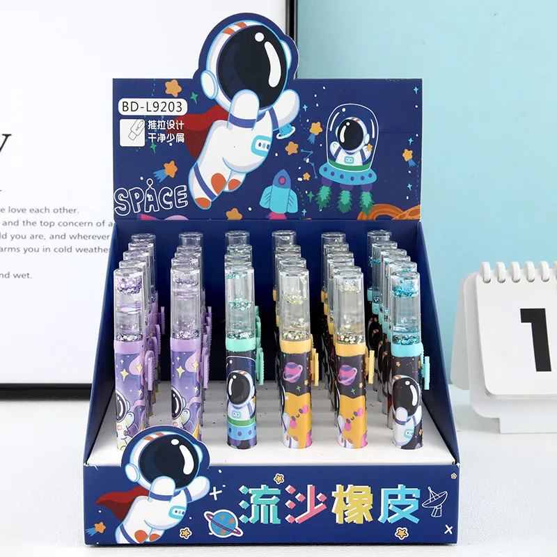 36pcs/lot Kawaii Astronaut Pencil Eraser Cute Writing Drawing Rubber Pencil Erasers Stationery Kids Gifts School Office Supplies