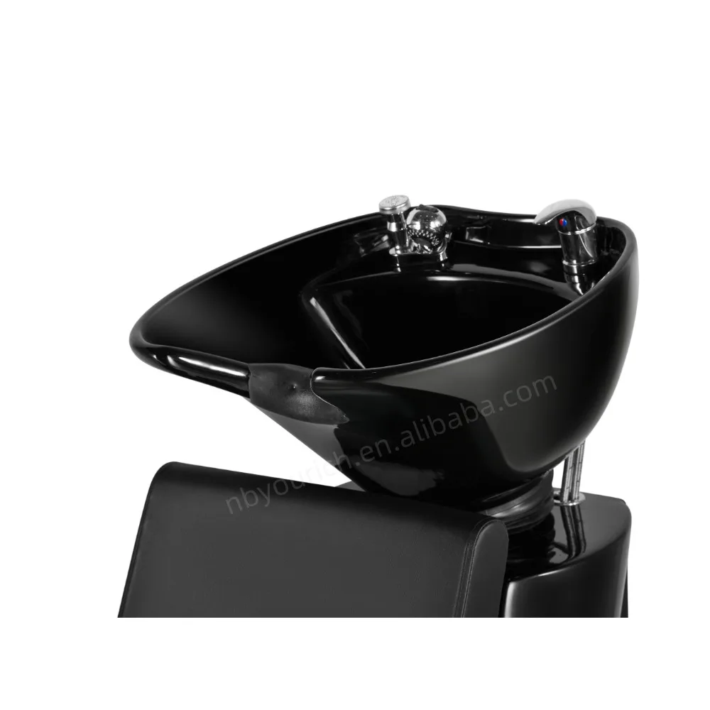 Black Hair Washing Chair Ceramic Basin Hair Salon Seated Hair Washing Chair