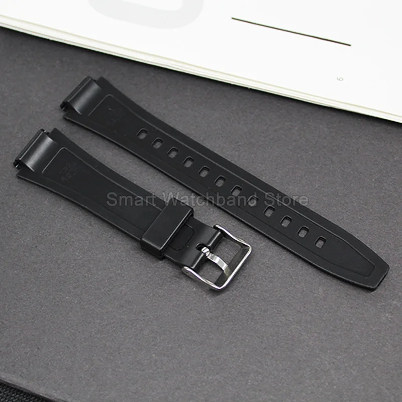 ​ ​ حزام ساعة راتينج أسود خفيف الوزن لساعة كاسيو W-800H W-217H W753 AQ-S800W AQ-80 AQ-82 اتصال محدب 18 مم للمتانة ​ ​