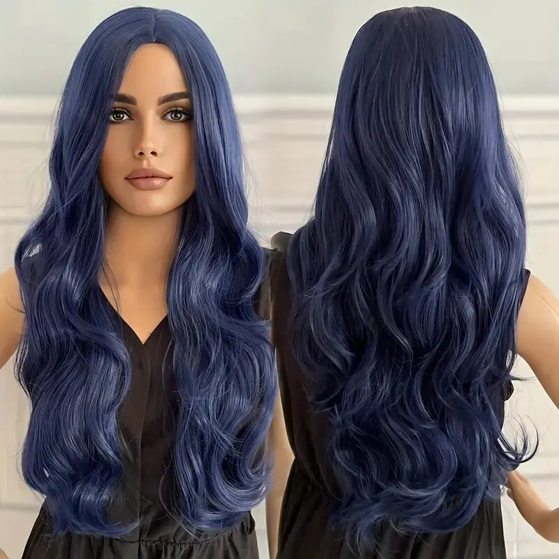 Gradient Synthetic Wigs For Women Cosplay Wig Wavy Rainbow Wig Long Hair Green Ombre Red Pink Purple Black Brown Blue Grey
