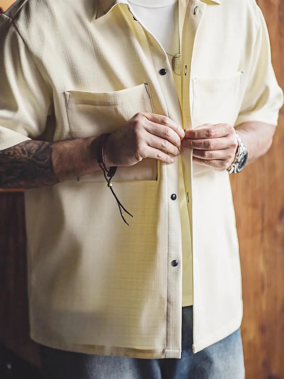 

Men's Madden Workwear Oversize Casual Shirt American Style Drape Free Ironing Textured Short-Sleeved Summer Top