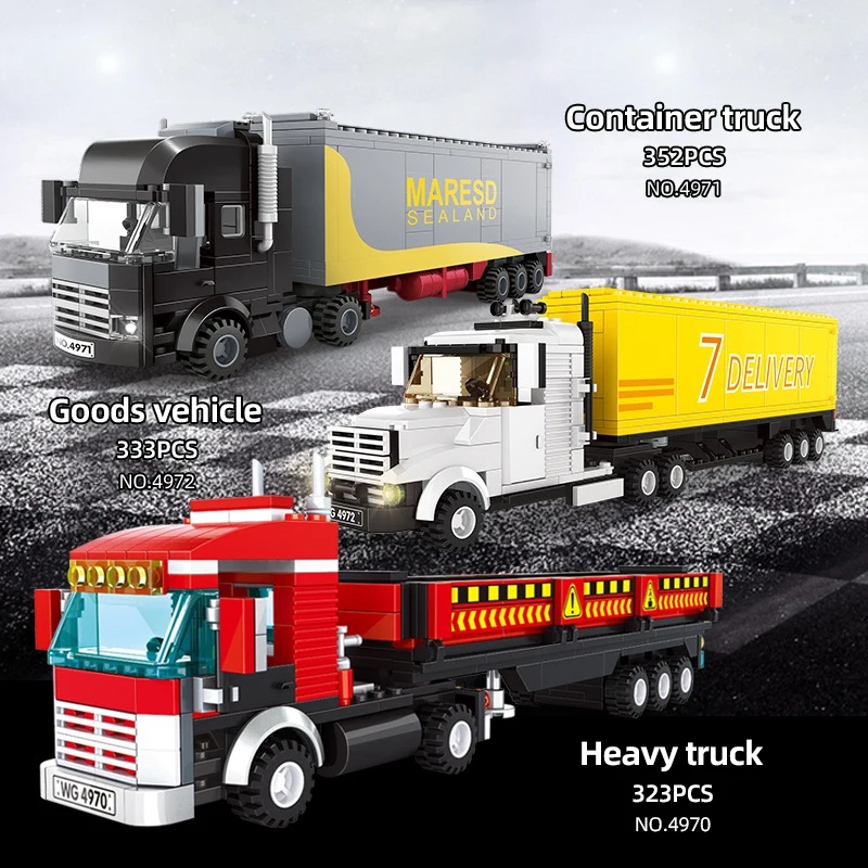 

City Freight Storage Heavy Duty Truck Model Building Blocks Container Trailer Goods Vehicle Technical Bricks Toys Children Gifts