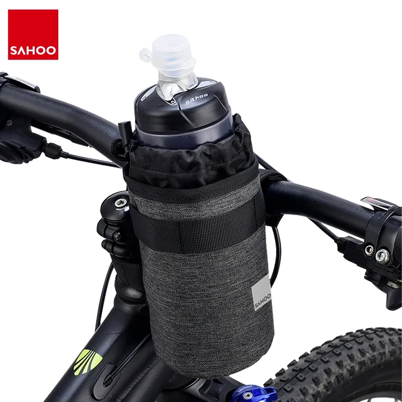 Sahoo Handlebar Water Bottle Bag Foil Lining Heat Insulated Pouch Kettle Cooler Pocket Stem Left or Right Positioning Pannier