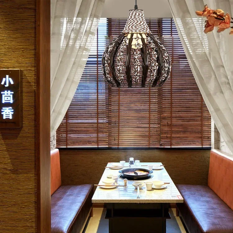 الثريا الحديثة بسيطة الروطان شخصية الإبداعية مطعم بار الممر مصباح القرع خط مصابيح الطاولة ومصابيح #5