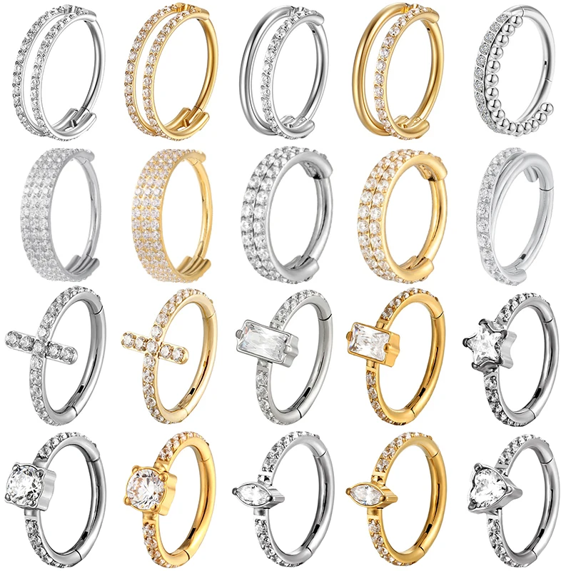 

1PC G23 Titanium Piercing Nose Rings Hinged Segment Ear Cartilage Tragus Earring Hoops Nose Septum Clicker Lobe Piercing Jewelry