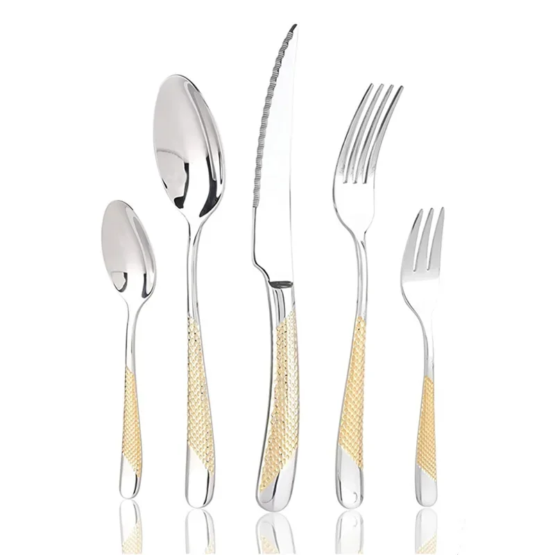 KuBac Hommi Gold Plated Stainless Steel Dinnerware Set Dinner Knife Fork Cutlery Set Drop Shipping