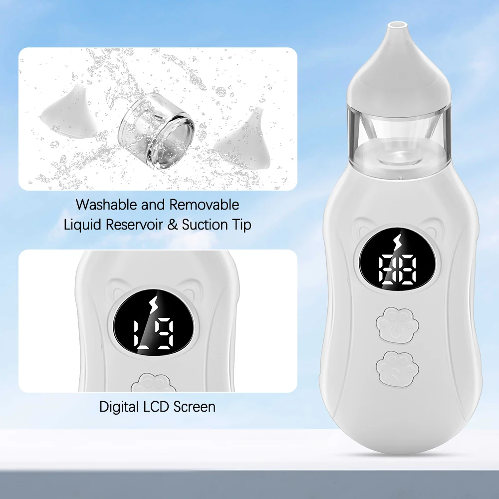 الطفل الكهربائية الأنف الشافطة منخفضة الضوضاء 9 مستويات شفط قابلة للشحن الأنف مصاصة الأنظف المخاط Booger المخاط مزيل للرضع #4
