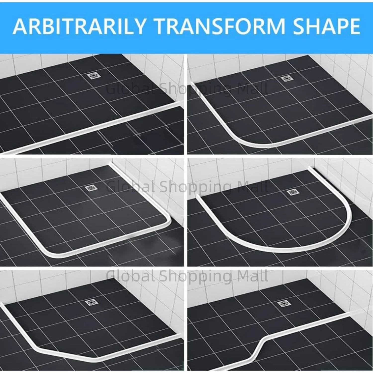 0.5-6m 실리콘 욕실 워터 스토퍼 건식 습식 분리 씰링 스트립 자체 접착 샤워 배수 스플래시 방지 워터 댐