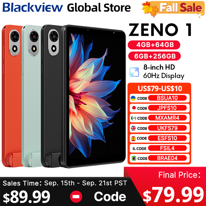  New Blackview ZENO 1 Tablet 8-inch Display 4G LTE Android 15 Widevine L1 Octa-core 64GB 256GB 6000mAh Doke AI Small size Pad PC 