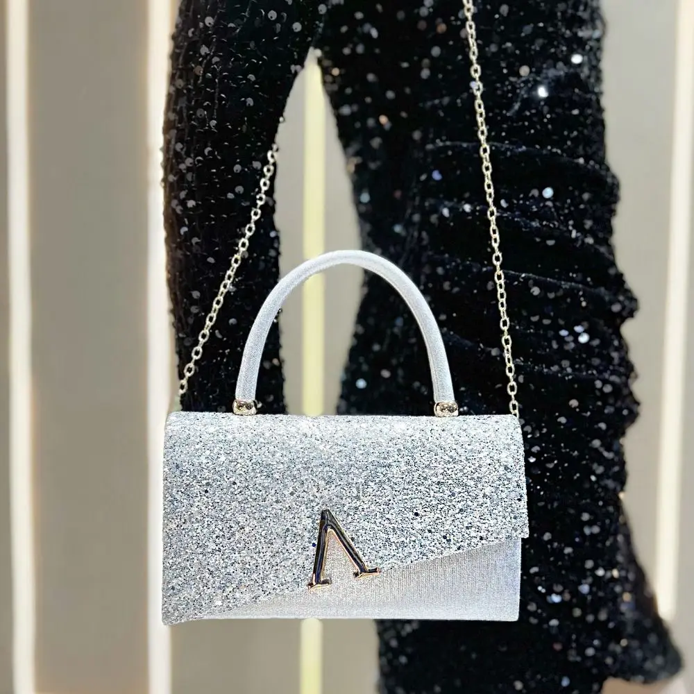 

Elegant Sequin Evening Banquet Bag Silver Gold Ladies Clutch Bag Large Capacity Glitter Box Handbag KTV