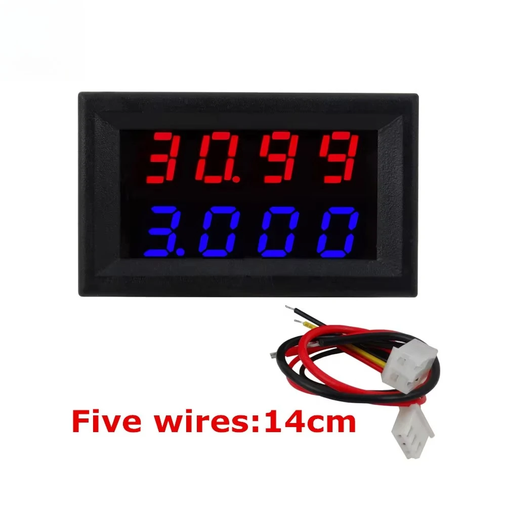 Amperometro voltmetro CC digitale rosso blu con doppio display a LED da 33 V 3 A