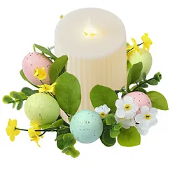 Candy Color Egg Candle Holder Flower Wreath Easter Party Decoration Desktop Home Centerpieces Table Arrangement Candles Wreath