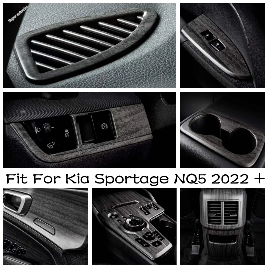 

Window Lift / Water Cup / Head Light / Handle Bowl / Gear Shift Cover Trim For Kia Sportage NQ5 2022-2024 Wood Grain Accessories