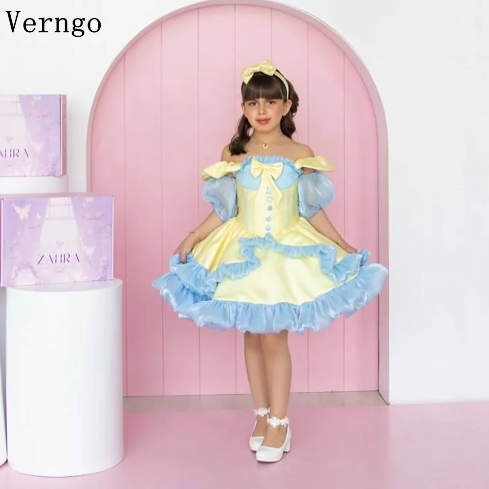 

Детское праздничное платье Verngo Colorful Kid Mini с круглым вырезом, короткими рукавами, А-силуэта, бальное платье для девочек, с цветочным узором, на заказ