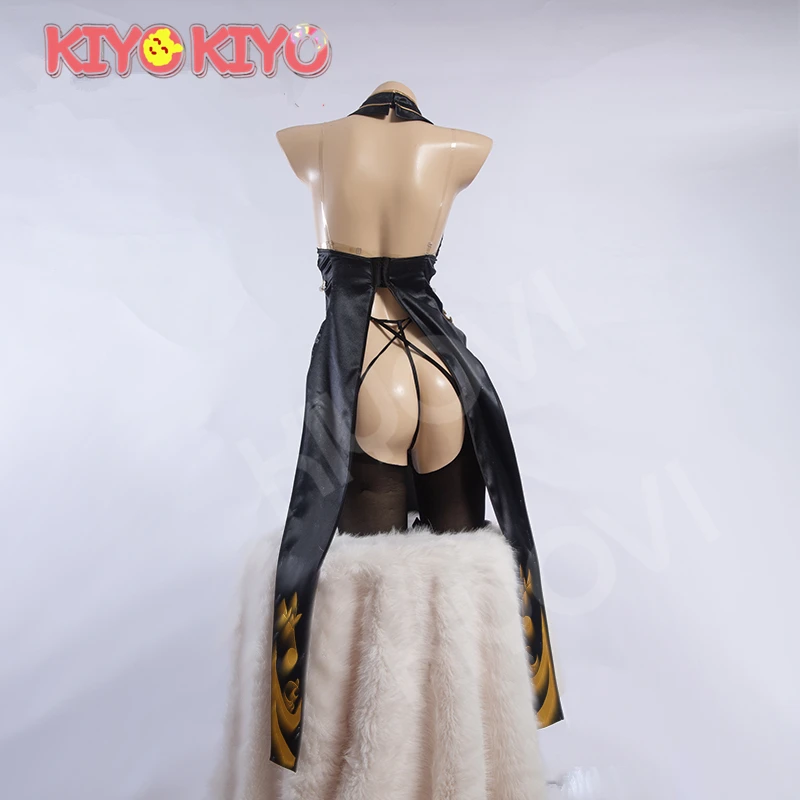 Azur Lane Chen Hai Cosplay Costume, vestido sexy para a fêmea, Cheongsam preto, Fan Art, KIYO-KIYO, Em estoque