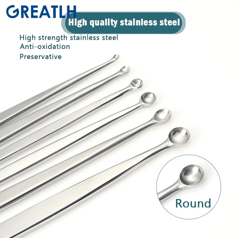 Orthopedic Stainless Steel Bone Curette Double End Oval and Round Orthopedic Surgery Instruments pet