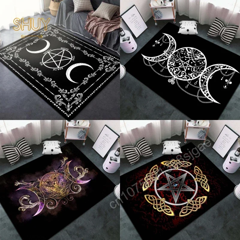 

Magic Moon Wicca Satanic Carpet for Moon Large Area and Living Room Home Door Decoration Stars Rugs Bedroom Decor Floor Mats