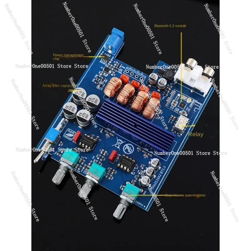 TPA3116 2.0 digital power amplifier, home desktop 100W * 2 red ring inductor, Bluetooth 5.3