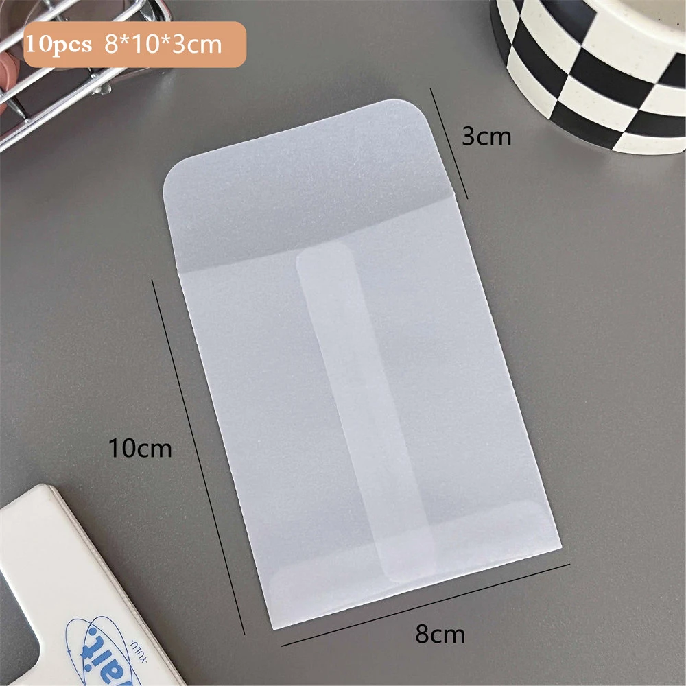 10PCS Translucent Card Storage Bags Stationery Translucent Packaging Bags Protective Bags Envelope Packaging Bags INS Waterproof