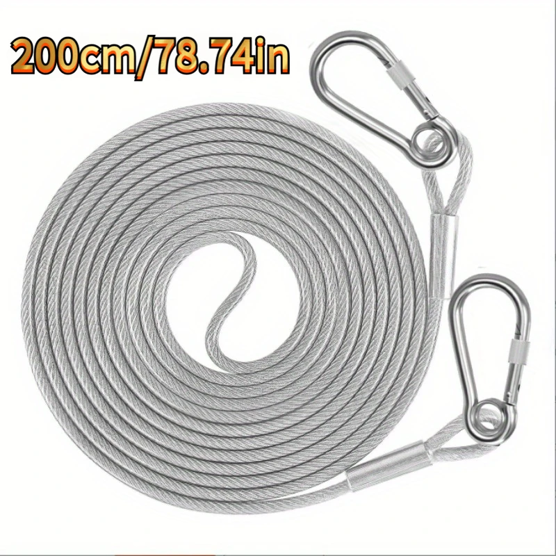 Stainless Steel Clothesline Coated Anti-Fall Wire Rope With Hooks 5m/2m Rustproof Weatherproof Indoor Outdoor Laundry Pet Tie