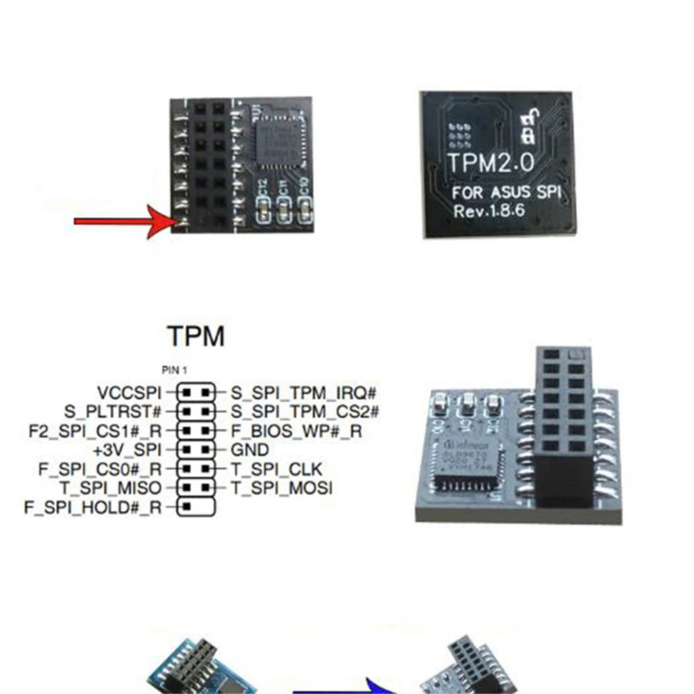 1pc nuovissimo SPI 14pin/LPC 14/20pin Interface TPM 2.0 modulo di sicurezza per ASUS-spi-m R2.0 piattaforma di fiducia