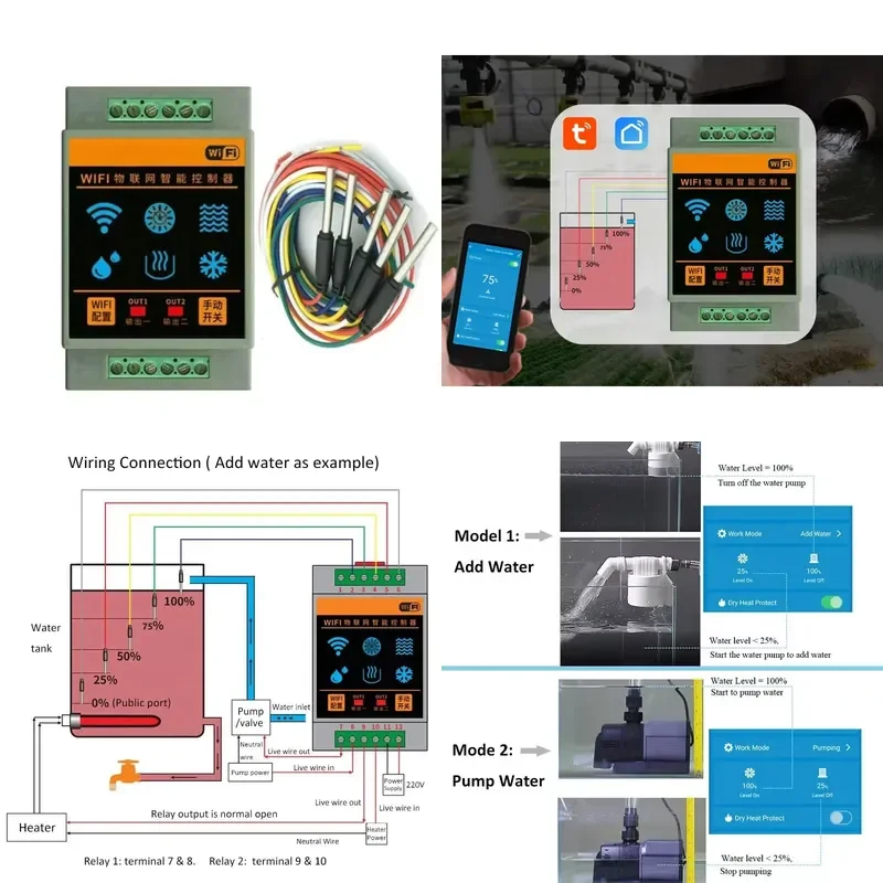 WiFi Controller Leakage Flood Alarm Boiler Swimming Tank Flow System Leak Protection Smart Home Water Level Sensor