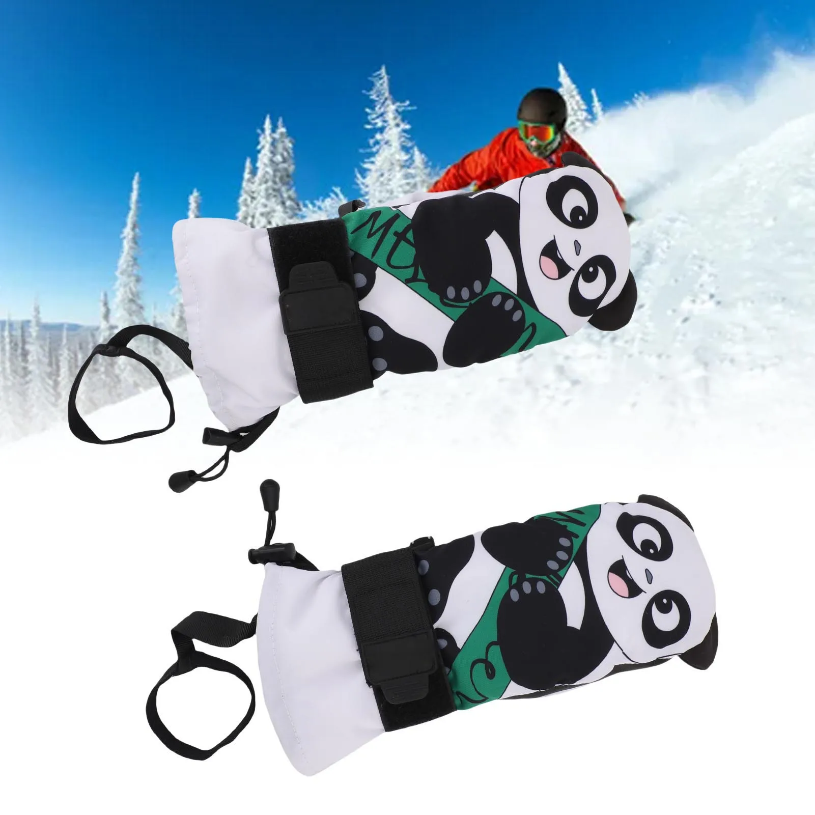 

1 Pair Junior Skiing Gloves Anti Slip Snow Mitts Warm Abrasion Proof Rainproof Snowboard Gloves Windproof Snowboard Gloves