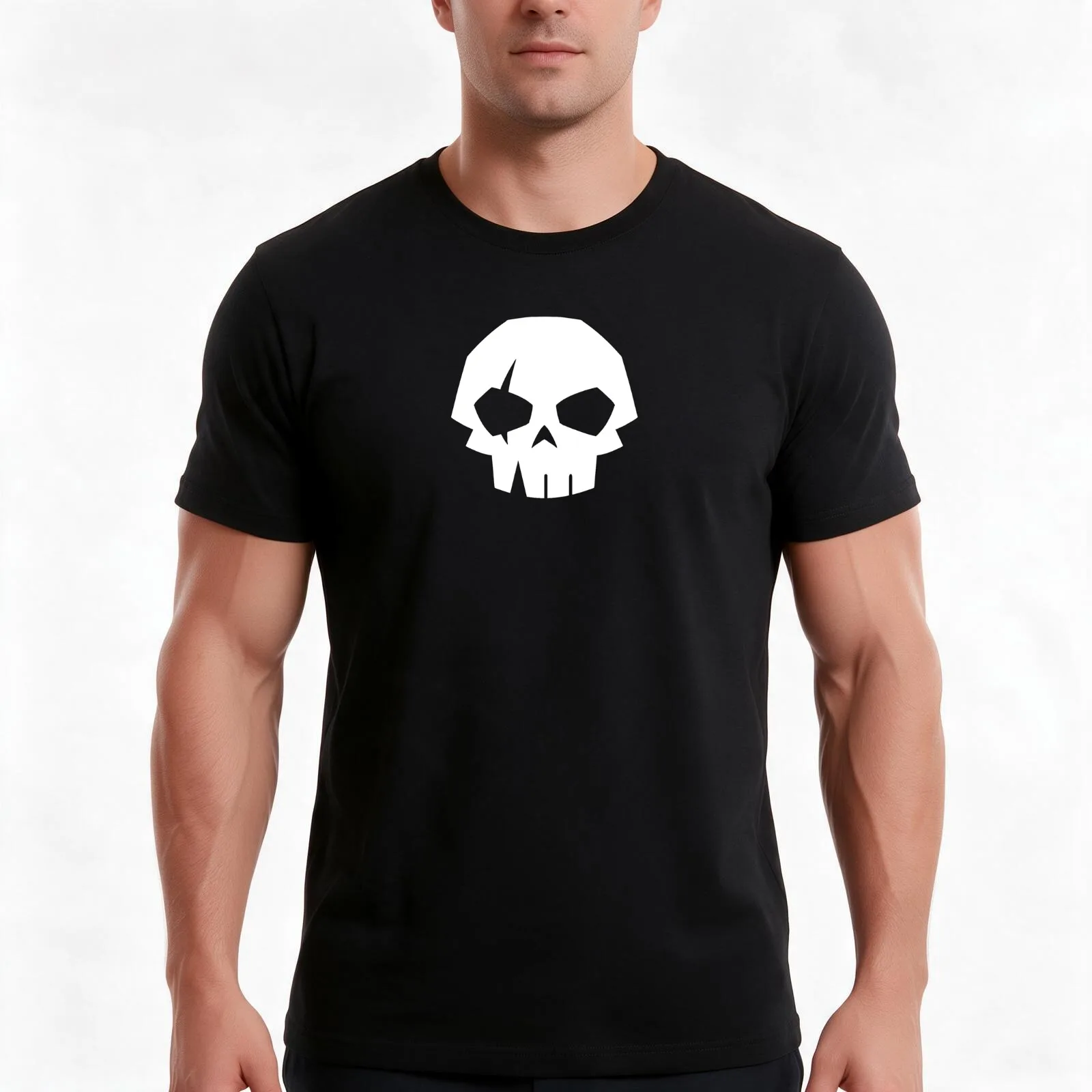 Eye Scar Skull T-Shirt, Summer Casual Cotton Tee, Oversized Streetwear Tops, Vintage Graphic Print, Loose Fit Short Sleeve