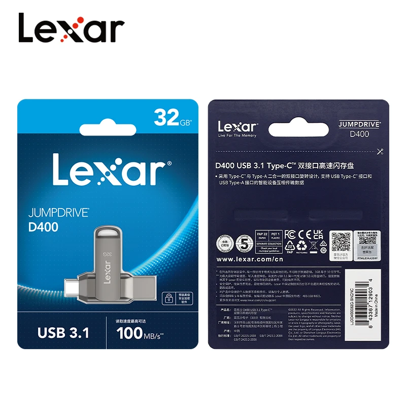 الأصلي ليكسار JumpDrive المزدوج USB 3.1 محرك D400 نوع C ذاكرة عصا 256 جيجابايت 128 جيجابايت قرص USB معدني 64 جيجابايت 32 جيجابايت للكمبيوتر اللوحي/الكمبيوتر #5