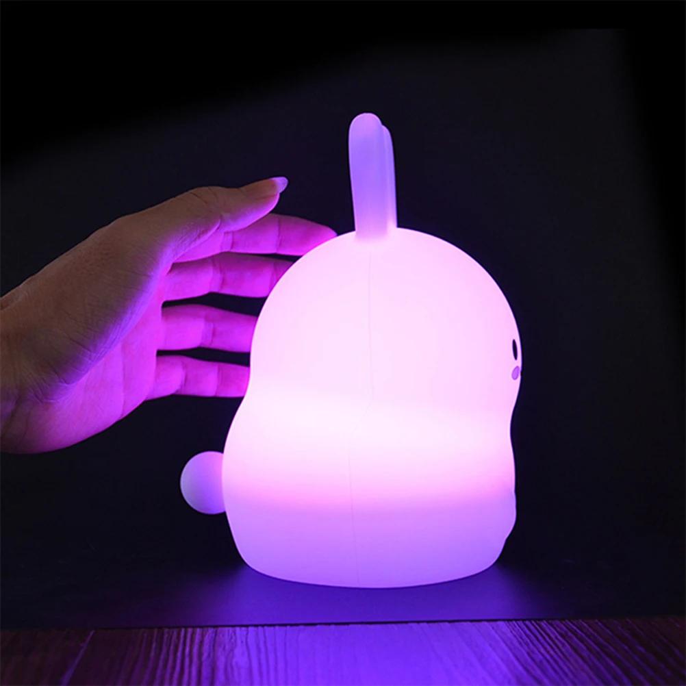 

Rabbit Night Kids Night Light Bedroom Decorative Light Cartoon Shape Safe Material Lovely Design Dim Bedside Lamp