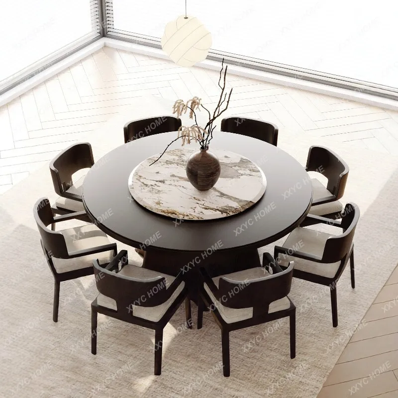 Modern simple round dining table and chair combination light luxury hotel sales hall B & B restaurant