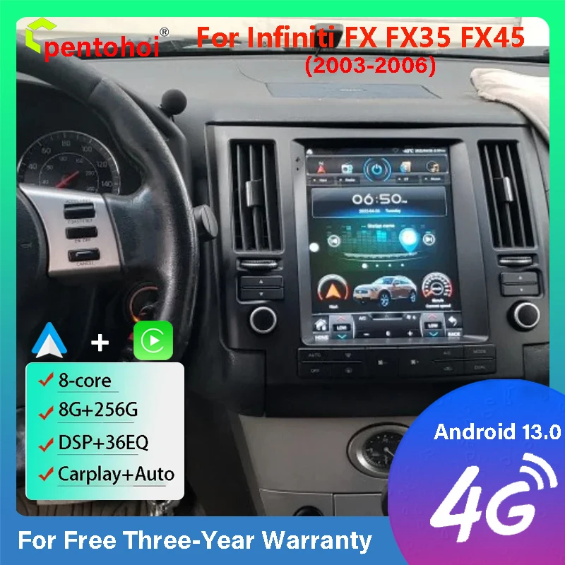 

Pentohoi Android 13 For Infiniti FX FX35 FX45 2003-2006 Tesla Screen Car Radio Stereo Multimedia Player Carplay 8+256G