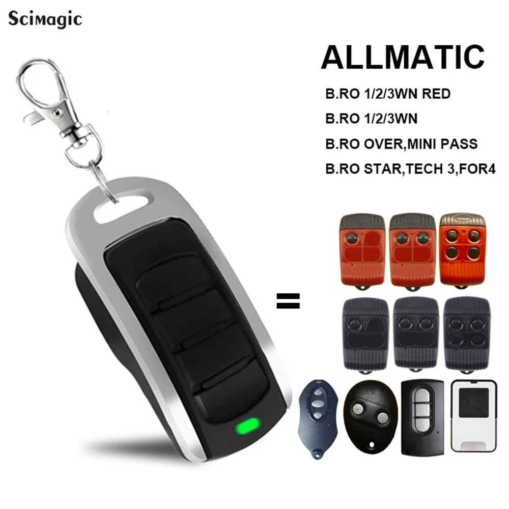 ALLMATIC BROWN, BROWN RED, BRO.OVER, PASS, MINIFASS, TECH3, FOR4 Garage Door Opener 433MHz Gate Remote Control Key Fob Command