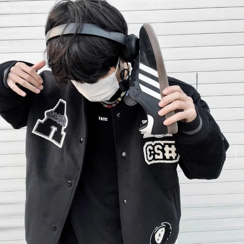 

Мужская куртка оверсайз American Sle для пар, осенне-зимняя уличная одежда, бейсбольная одежда, модное длинное пальто в стиле хип-хоп