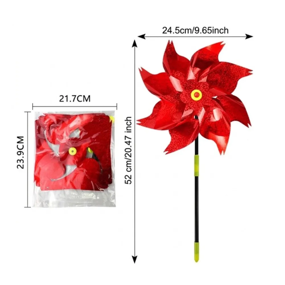 2pcs Shiny Reflective Windmills for For garden Yard Farm Decoration and Bird Scare 52x24.5cm Red Yellow Silver