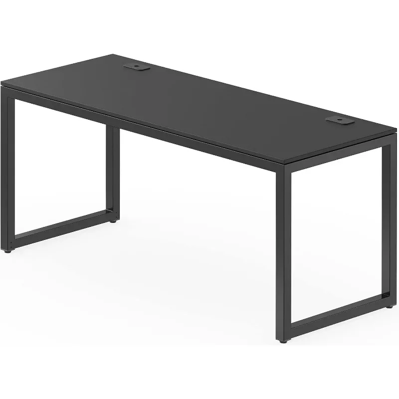 

SHW Home Office Большой компьютерный стол 55 дюймов, глубина 24 дюйма, черная офисная мебель