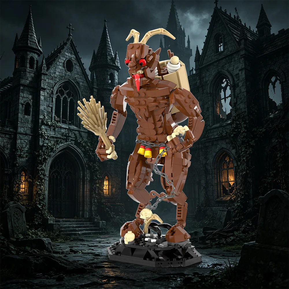 

MOC Krampus Building Blocks Horror Folklore Monster with Birch Twigs Christmas Demon Decor Doll Bricks Toy Adult Gift